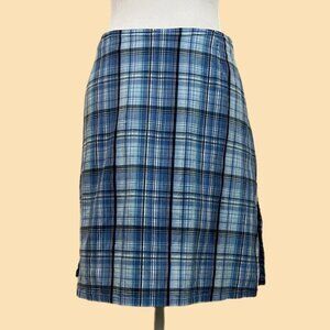 blue plaid vintage 90s skort skirt with built in shorts